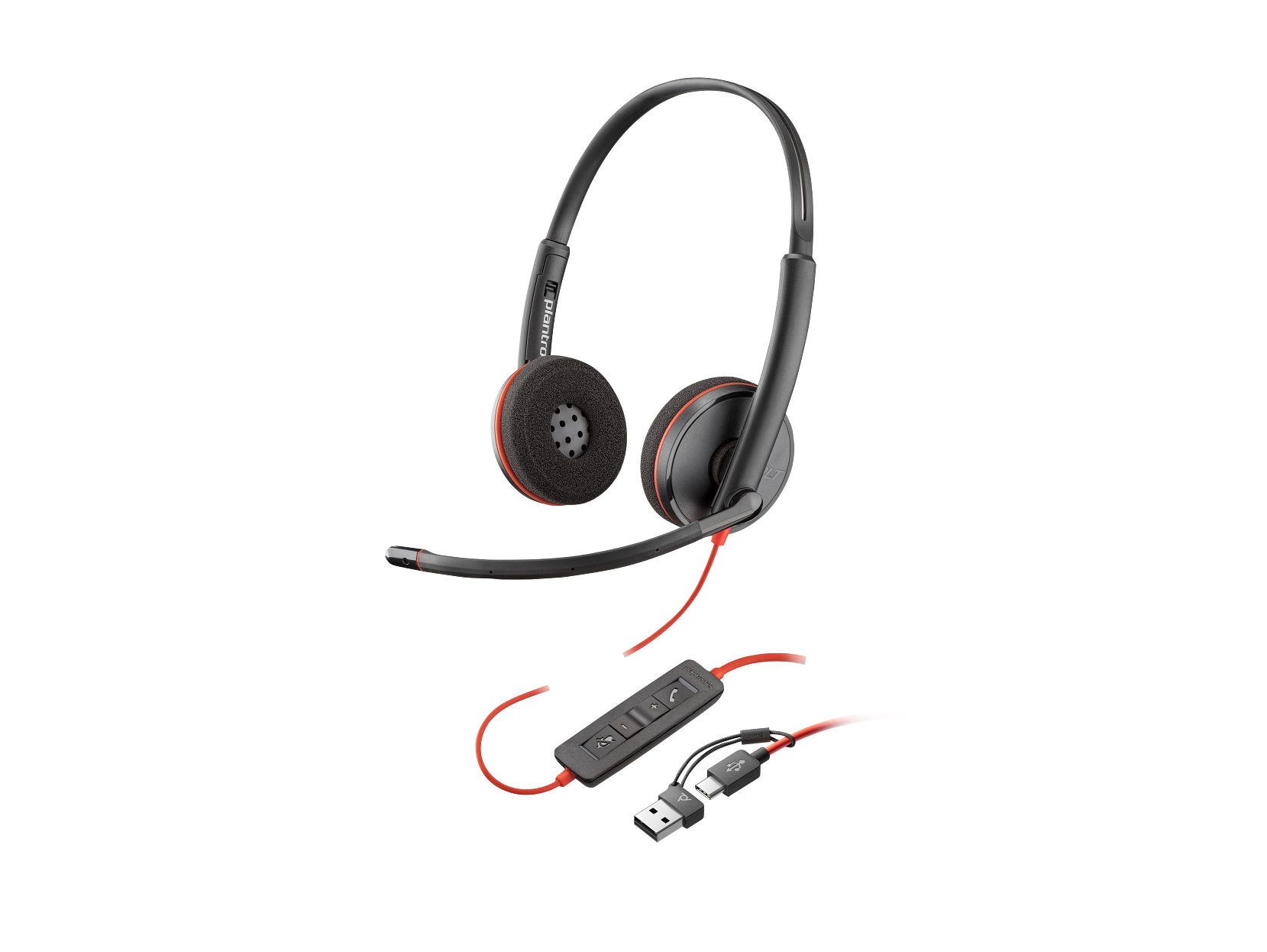 Poly Blackwire 3220 Stereo USB-C Headset +USB-C/A Adapter