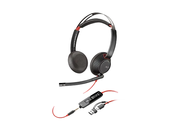 Poly Blackwire 5220 Stereo USB-C Headset +3.5mm Plug +USB-C/A Adapter