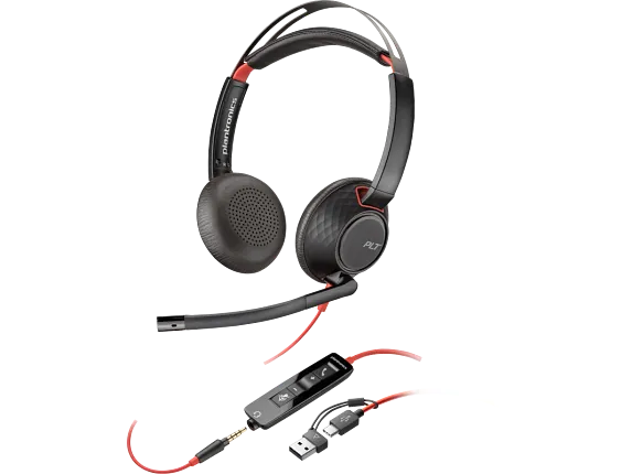 Poly Blackwire 5220 Stereo USB-C Headset +3.5mm Plug +USB-C/A Adapter