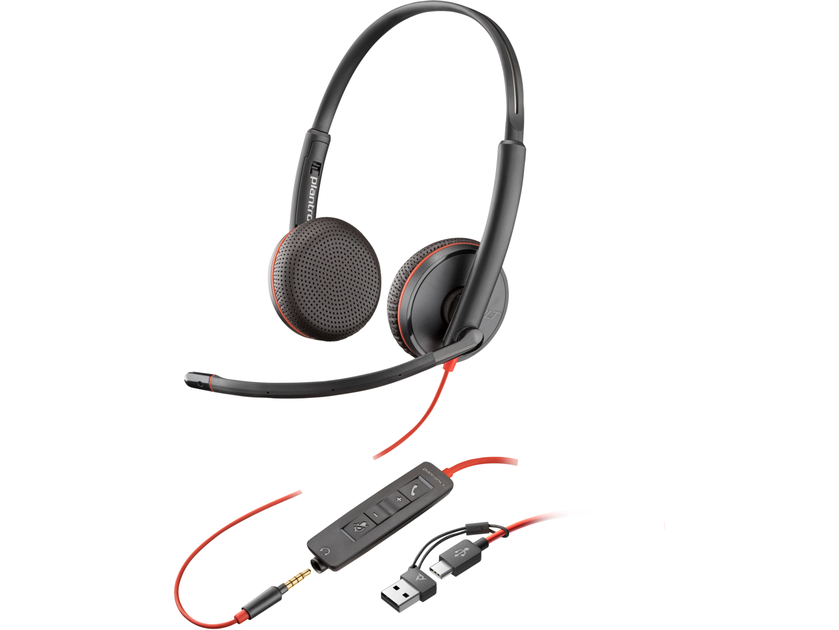 Blackwire 3225 Stereo USB-C Headset +3.5mm Plug +USB-C/A Adapter