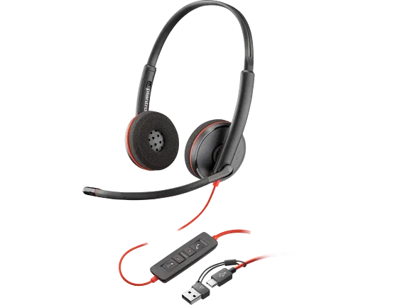 Poly Blackwire 3320 Stereo Microsoft Teams Certified USB-C Headset +USB-C/A Adapter